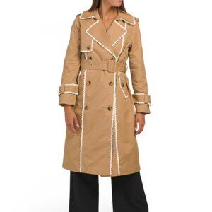 NWT 7 For All Mankind Lace Trim Trench Coat Size M
